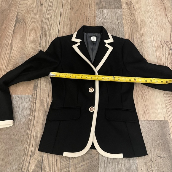 JCrew Lexington Women’s Blazer Black White Trim 100% Wool - Size 6 - Picture 5 of 9